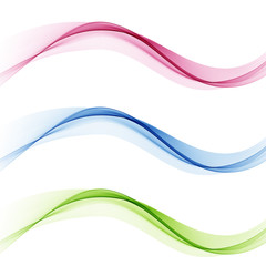 Set abstract smoke wave. Transparent smooth Vector lines.