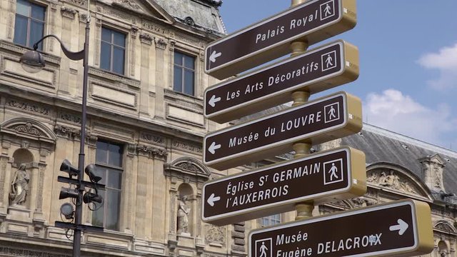 Paris, France &ndash; Streetsigns with directions to monuments