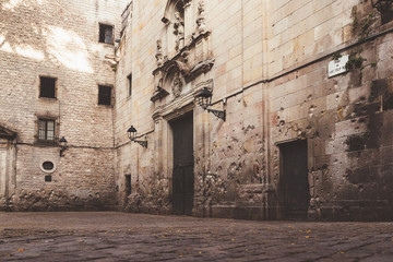 Fototapeta na wymiar Sant Felip Neri in gothic quarter of Barcelona