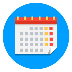 Classic Calendar with bent corner. Simple style. Isolated Flat Mobile Web Ico