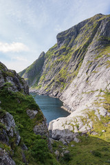 Natural mountain landscape at summer in Lofoten, Norway.