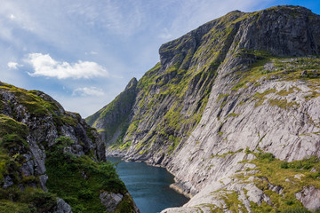 Natural mountain landscape at summer in Lofoten, Norway.