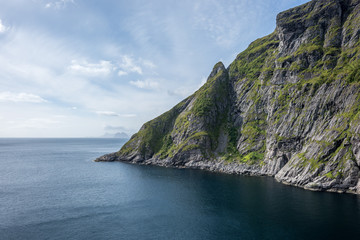 Natural mountain landscape at summer in Lofoten, Norway.