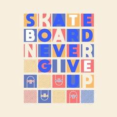 skateboard lettering colorful kids apparel poster