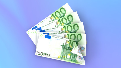 Money view top , 3d illustration