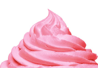 Strawberry Soft ice cream or frozen yogurt isolated on white background
