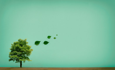 Environmental concepts Ecology Trees and leaves on a vintage background.