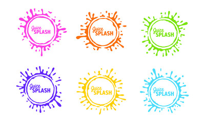 Set of Collection Color Splash Juice Water Fresh Vector Text Frame Cover Template