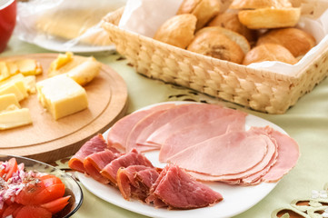a platter with cold meats