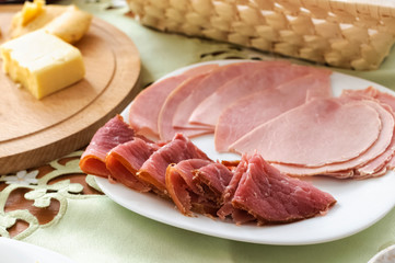 a platter with cold meats