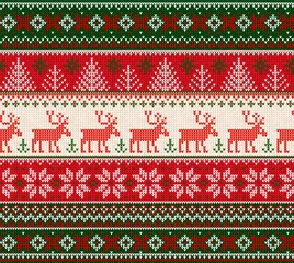 Behang Lelijke trui Merry Christmas Happy New Year naadloze patroon frame. © svsunny
