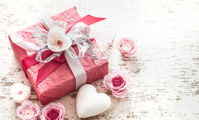 Valentine's Day and mothers day concept, red gift box