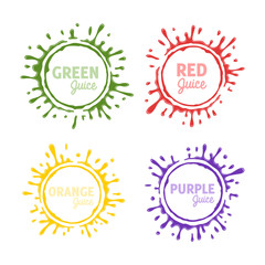 Set of Water Color Splash Fresh Juice Frame Template Cover Collection Vector