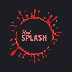 red  water splash color circle template dark background vector