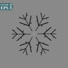 Snowflake vector icon on grey background. snow eps10