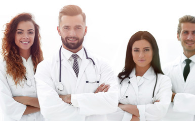 Medical doctors group. Isolated on white background.