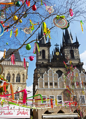 Easter Tree at the Old Town Square in Prague.Czech Republica