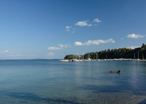 view of marina in Ipsos, Corfu (Ionian Islands, Greece)