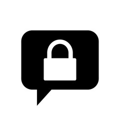 Chat Icon. Speech Bubble Sign. Conversation, Communications Symbol. Padlock Icon