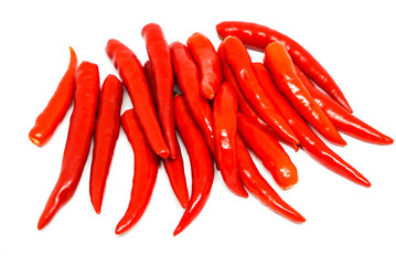 Red spicy chilies isolated on white background