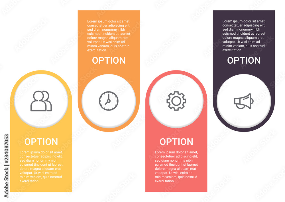 Poster Infographics diagram with 4 steps, options, or processes. Vector business template for presentation. business data visualization.