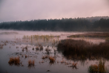 Obraz na płótnie Canvas morning mist over a lake