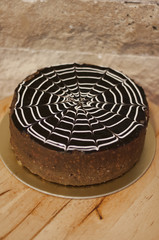 Homemade chocolate mosaic cake