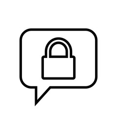 Chat Icon. Speech Bubble Sign. Conversation, Communications Symbol. Padlock Icon