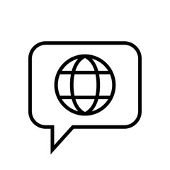 Chat Icon. Speech Bubble Sign. Conversation, Communications Symbol. Worldwide Icon