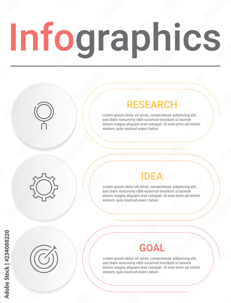 Aufkleber Infographics diagram with 3 steps, options, or processes. Vector business template for presentation. business data visualization.