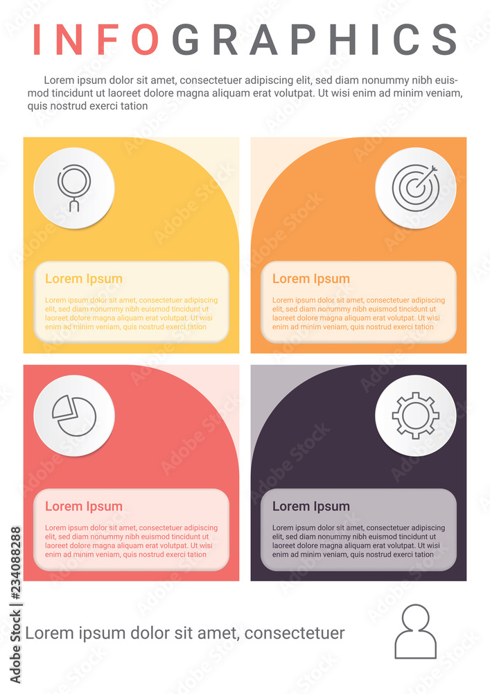 Poster Infographics diagram with 4 steps, options, or processes. Vector business template for presentation. business data visualization.