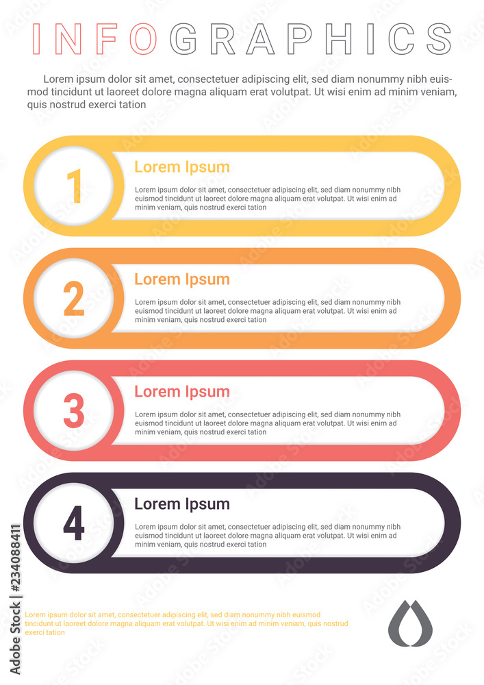 Poster Infographics diagram with 4 steps, options, or processes. Vector business template for presentation. business data visualization.