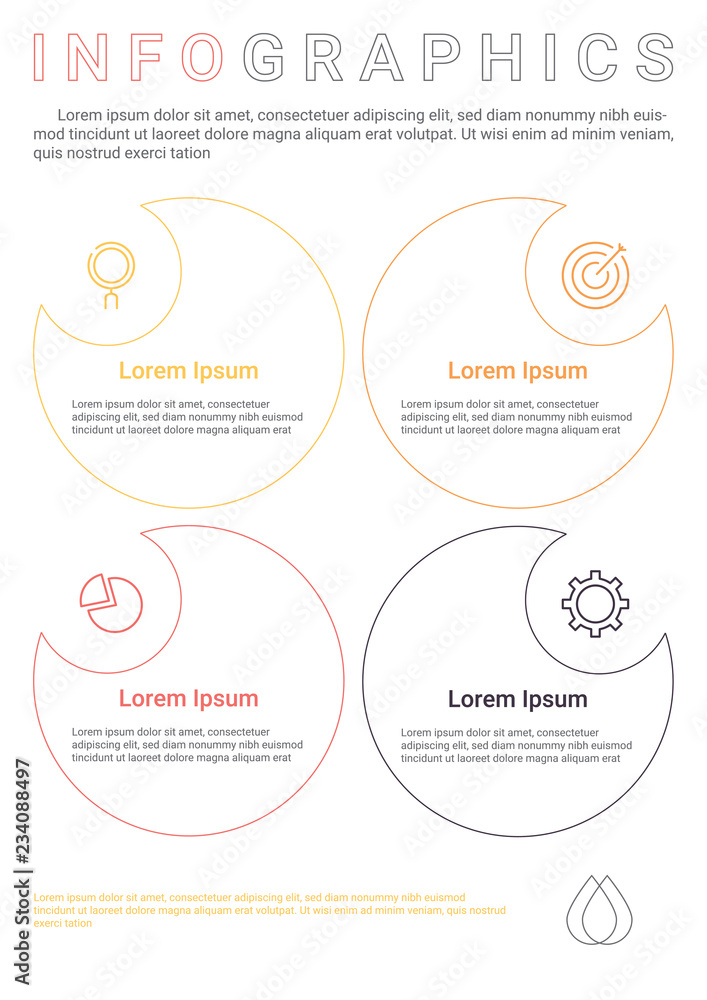 Poster Infographics diagram with 4 steps, options, or processes. Vector business template for presentation. business data visualization.
