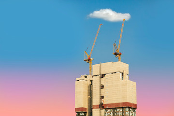 Tower Crane on top construction higher building
