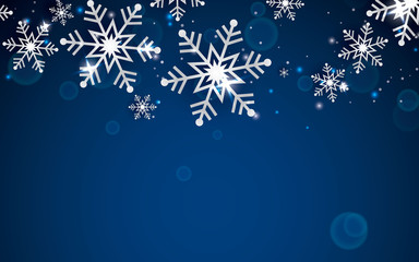 Fototapeta na wymiar Winter abstract snowflake background in blue