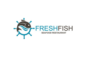 abstract fish icon for restaurant menu design isolated on white background