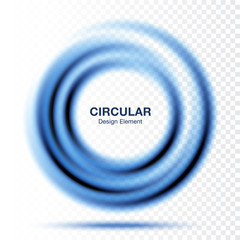 Vortex gradient round banner. Text presentation layout. Abstract blue swirl circle frame isolated on transparent background. Circular translucent gradient frame.  Vector illustration.