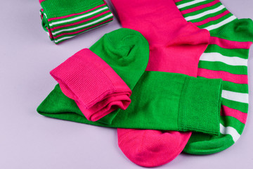 Colorful collection of cotton socks.