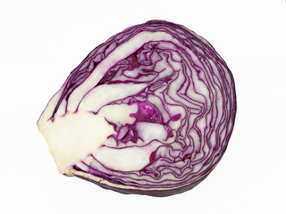 Half a head of red cabbage. Isolated.