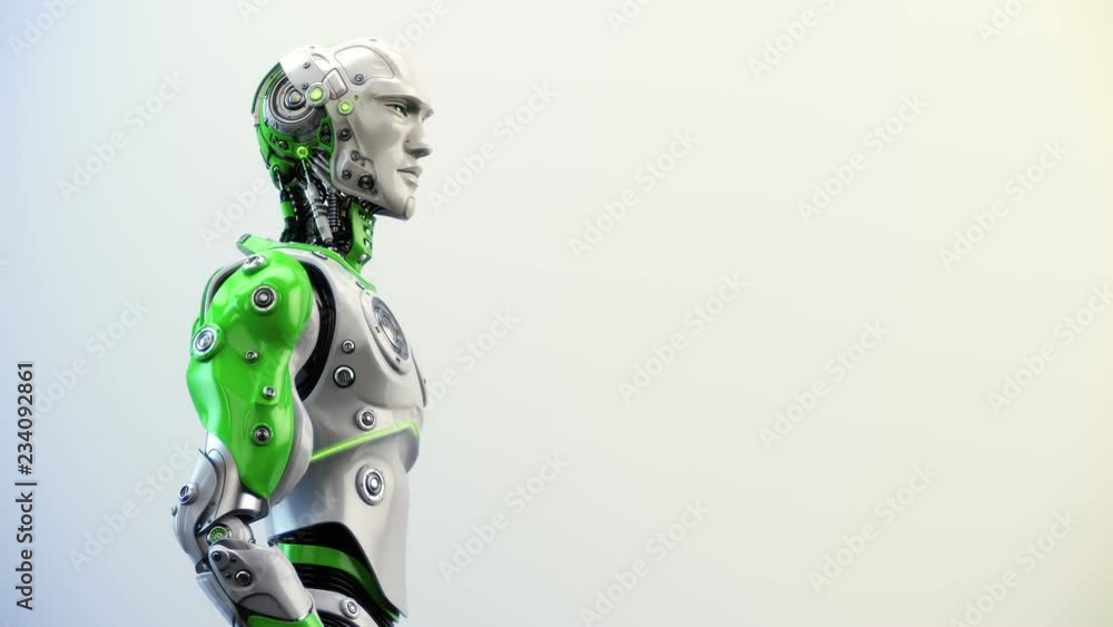Poster smart robotic man, 3d rendering with alpha