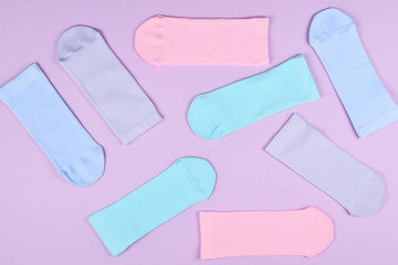 Colorful collection of cotton socks.
