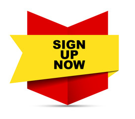 red vector banner sign up now
