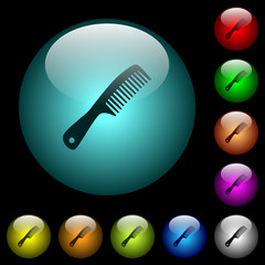 Comb with handle icons in color illuminated glass buttons