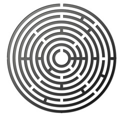 round silver labyrinth illustration isolated on white background
