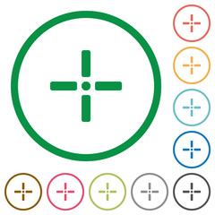 Precise cursor flat icons with outlines