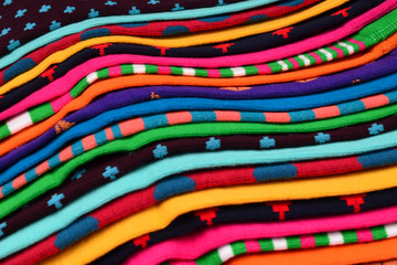 Colorful fabric layers. Texture.