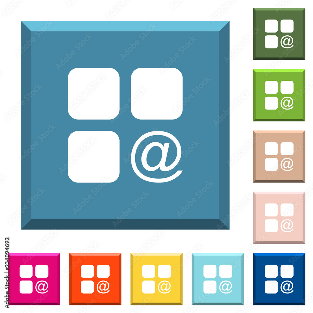 Poster component sending email white icons on edged square buttons