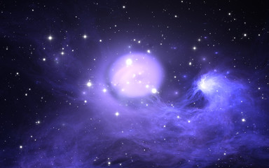 Space bubble inside a distant nebula. Space background
