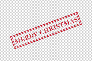 Vector realistic isolated grunge rubber stamp of Merry Christmas for decoration and covering on the transparent background. Concept of Happy New Year.