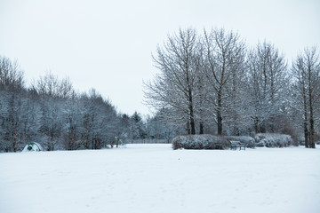 Reykjavik city hostel outside view of ice during winter